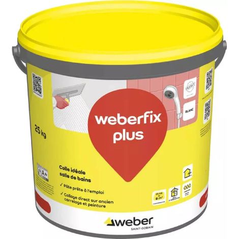 Weber Saint-Gobain Colle carrelage pour salle de bain 25 kg, terres cuites et pierres naturelles, Weberfix plus colle polyvalente