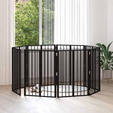 Puerta para perros 8 pcs Negro 60 x 80 cm Acero Galvanizado
