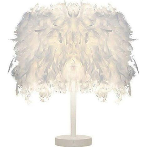 Lampe de table moderne blanche en plumes pour chambre d'enfant ou coin lecture (1/4)