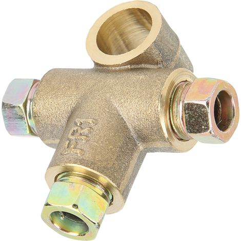 Té de frein en T à 3 voies avec raccords courts M10 3/16 pouces pour tuyau 10mm (1/5)