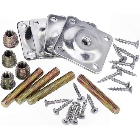 Supports de fixation pour pieds de meubles inclinés, plaque de montage en métal pour roue excentrique, accessoire de renfort pour table et canapé, quincaillerie de pose robuste. (1/5)
