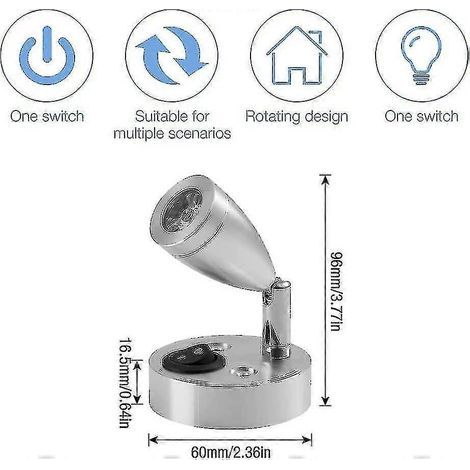Spot de lecture LED 12 V, lot de 2 lampes intérieures pour caravane, lampes de lecture LED 3 W pour camping-car avec S (1/2)