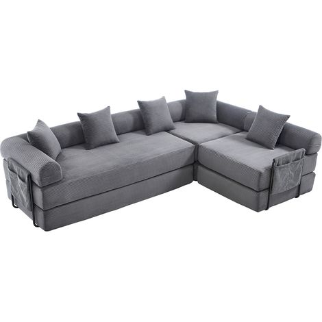 Canapé modulable gris foncé avec rangement, compacte et facile à monter (1/5)