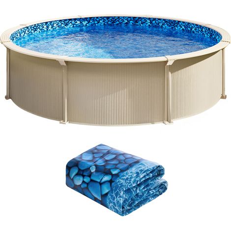 Mophorn Revestimiento para piscina elevada redonda de 30 pies , estilo superpuesto. Vinilo de calibre estándar para piscinas elevadas de acero con paredes de 48 a 54 pulgadas de altura (1/5)