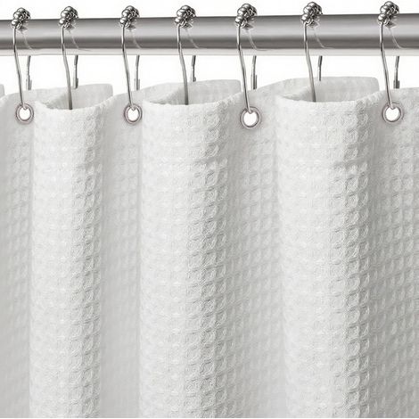 1 Rideau Douche Tissu Polyester Imperméable Design Gaufre 183x183cm Avec 12 Crochets Pour Salle De Bain (1/5)