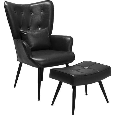 Relaxsessel Kunstleder mit Fußhocker – Verstellbarer Fernsehsessel Liegesessel Lounge Sessel mit Holzfüßen (1/4)