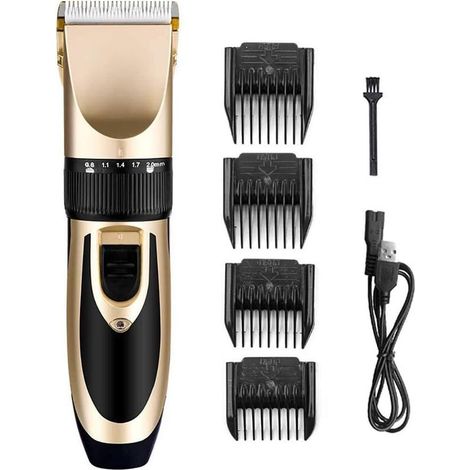 Tondeuse à Cheveux Professionnelle USB Rechargeable pour Animaux de Compagnie, Tondeuse à Cheveux silencieuse sans Fil avec 4 Peignes, pour Chiens, Chats, Animaux de Compagnie, Cou (1/5)