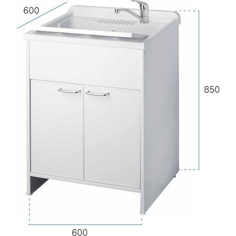 Negrari mobile lavatoio a 2 ante in pvc garden con lavabo e kit scarico incluso misure 60x60 cm - confezione 1 (1/3)