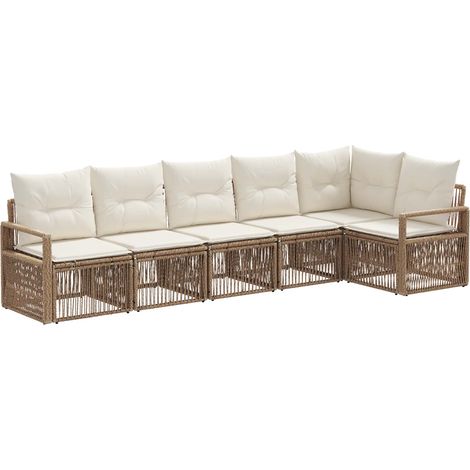 Gartensofa-set 6 pcs Beige Poly-Rattan vidaXL