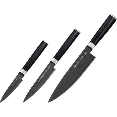 Set di 3 coltelli da cucina Samura Mo-V Stonewash - Acciaio AUS-8, manico in G-10