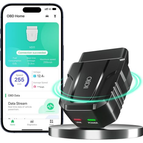 Lettore scanner OBD2 Bluetooth wireless, strumento diagnostico per auto per iOS e Android, test delle prestazioni Bluetooth 5.4, controllo del motore dell'auto, lettore di codici auto, cancellazione d (1/5)
