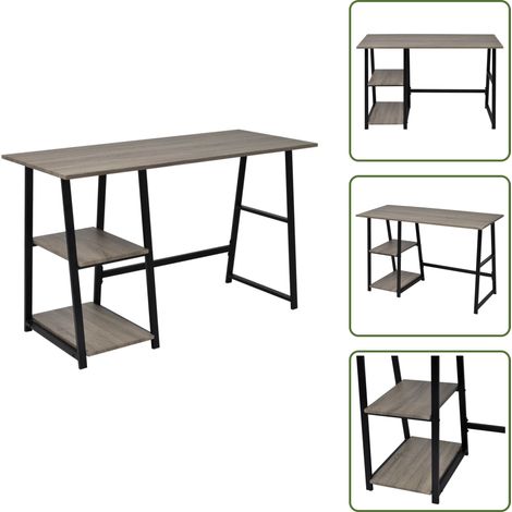 Schreibtisch mit 2 Regalen Grau und Eiche - Schreibtisch - Home Office - Bürostuhl - Arbeitsplatz - Grau (1/5)