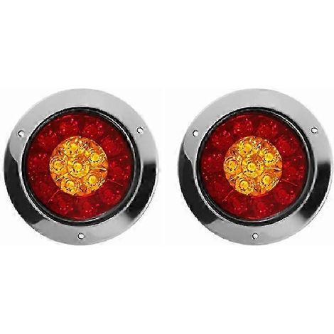 Feux arrière de remorque pour camion à 16 LED, 12-24 V, clignotants ronds, feux de freinage, 2 pièces (1/5)