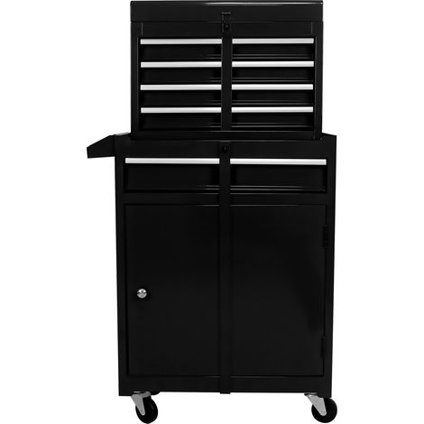 Carrello da officina mobile con 5 cassetti, cassetta rimovibile e armadietto basso OKWISH (1/5)