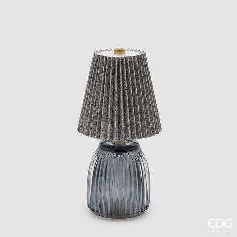 EDG Enzo De Gasperi Lampada da Tavolo Plisse con Led H 22 Cm D 11,5 Cm IP 20 Grey Scatola Regalo