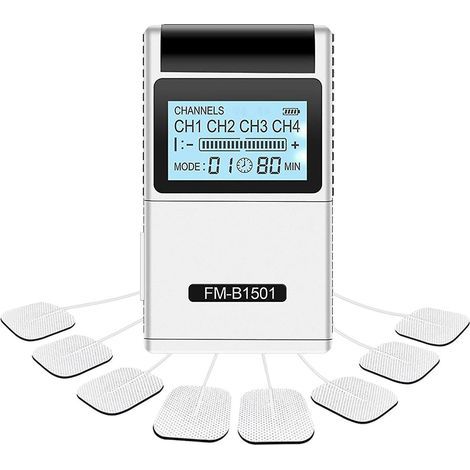 TENS/EMS-Muskelstimulator mit 15 Modi und 4 Ausgängen, 8 Elektrodenpads für natürliche Schmerzlinderung durch elektrische Impulse (1/5)