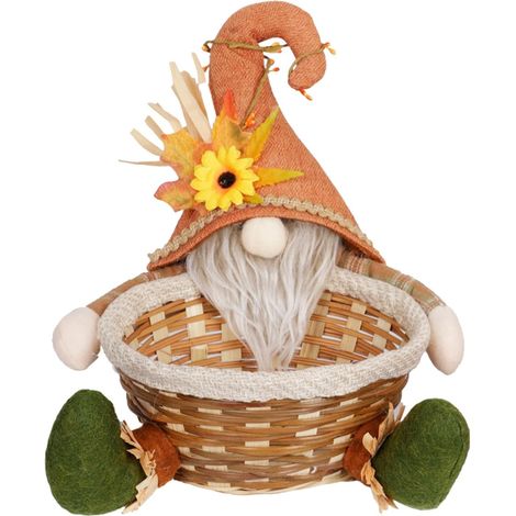 Panier à Bonbons épouvantails, Figurine décorative en Peluche d'automne, décorations de Faite à la Main, décorations de Thanksgiving, Saison des récoltes, Panier d'automne Mignon (1/5)