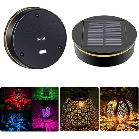Lot de 2 lampes solaires de rechange de 8 cm, lampes solaires de rechange avec LED chaude/blanche 800 mAh, boîtier de batterie solaire de jardin, panneaux solaires LED de rechange pour lampes solaires (1/5)