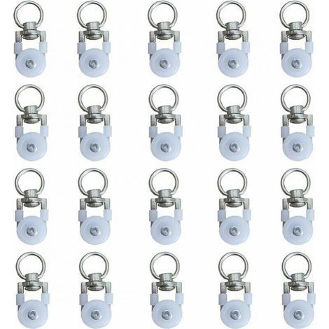 20 pieces curtain track rollers, track rollers, curtain rod roller gliders, silent pulley, double window curtain track roller rail, for window curtain tracks