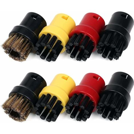 Brosse de nettoyage vapeur pour Kärcher SC1 SC2 CTK10 SC3 SC4 SC5 SC7, brosse de nettoyage vapeur ronde en laiton et nylon, lot de 8 (1/5)