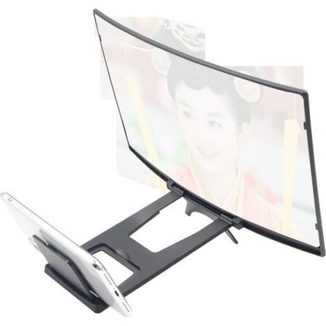 L6 12 pouces écran incurvé loupe pour téléphone portable HD écran agrandisseur vidéos films Noir Écran incurvé de 12 pouces (1/4)