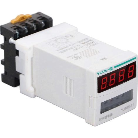 Relais temporisé numérique programmable haute précision avec réinitialisation, compatible avec l'éclairage public, temporisation de 0,01 s à 99 h 99 min, alimentation 220 V CA. WHBYV (1/4)