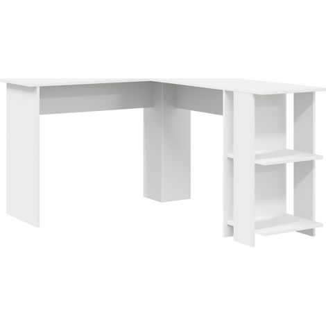 Bureau Table de travail Table d'écriture d'angle Blanc 140 x 113,5 x 75 cm Bois d'ingénierie (1/5)