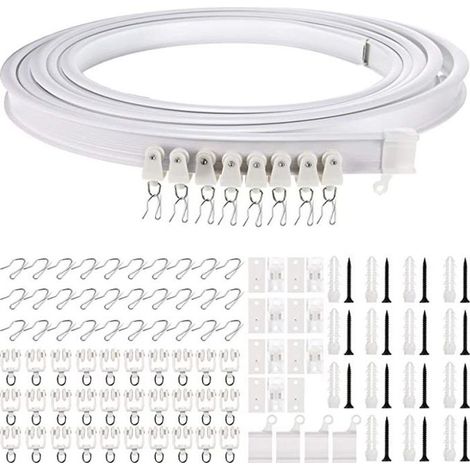 Tringle à rideau flexible de 5 m pour plafond et baie vitrée - Tringle à rideau pour cloisons,Pliable,Blanc (1/5)