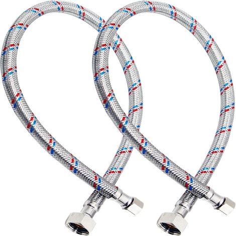 Irovami Tuyaux alimentation robinet inox – 30,5 cm, 3/8-1/2″, lot 2 (1/5)