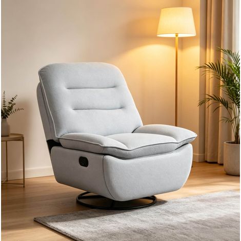 Poltrona relax girevole con poggiapiedi, reclinabile, 95 x 49,5 x 106 cm, azzurro DESVIAE (1/5)