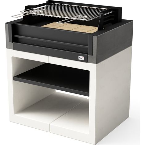 TUOZI - Barbecue fixe pour bois et charbon modèle KITAWAY GRILL (Gris/Blanc - 94 x 63 x 101 cm) REF: T00551 - Robuste et performant (1/3)