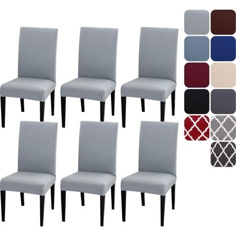 Housse de chaise extensible Lot de 6 housses de chaise de salle à manger universelles amovibles lavables modernes durables pour la maison hôtel restaurant fête banquet cuisine décoration (gris) (1/5)
