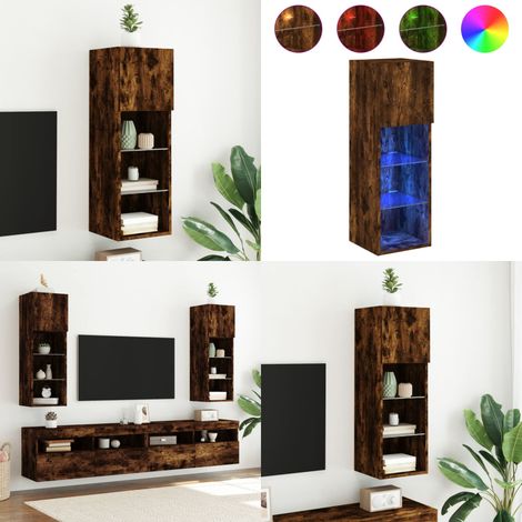 Meuble TV avec lumières LED chêne fumé 30,5x30x90 cm - Meubles Tv - Meuble Tv - Support Tv - Meuble Hifi - Lumieres Led - Home & Living (1/5)