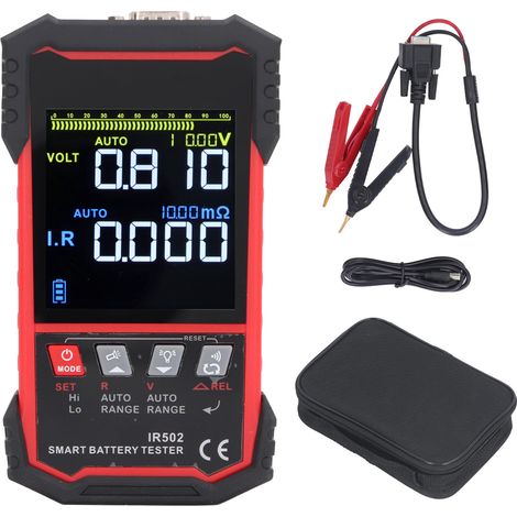 Testeur de tension de résistance interne de batterie pour camping-car, camion, bateau, écran LCD couleur TN de 3,2 pouces, DC0,00 V à ± 120 V 0,000 mΩ-500 Ω (1/5)