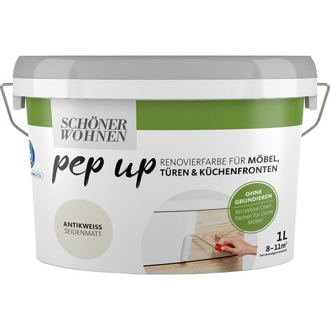 Schöner Wohnen FarbePep Up für Möbel, Türen + Küchen 1,0 Ltr. antikweiß (1/2)