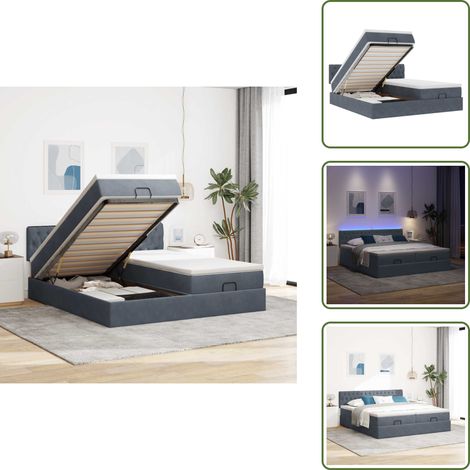 Letto con vano portaoggetti - vidaXL Struttura Letto Pouf con Materassi 160x200 cm in Velluto - Coprimaterasso sfoderabile