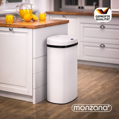 Poubelle automatique 58 l. Blanche en inox Couvercle rapide (1/4)