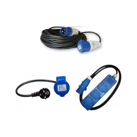 Pack ANTARION Rallonge Electrique 25m Prise P17 + Adaptateur Femelle P17 230V + HABA Rallonge Multiprise 1.5m Camping Car