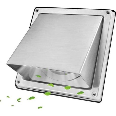 Grille de Ventilation Carré 100mm Acier Inoxydable avec Clapet Anti-Retour Protection Insectes (1/4)