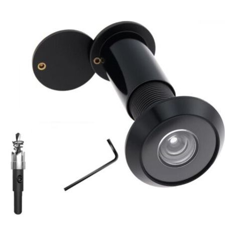 35 à 60 mmJudas de Porte en Laiton, Laiton Judas à 200 Degrés oeilleton de porte avec foret de 16 mm pour Portes de (Noir) (1/5)