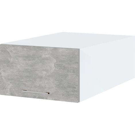 Meuble haut grande profondeur de cuisine Bellissi Beton Naturel 1 porte relevable L 60 cm - Porte avec poignée apparente Grey (1/5)