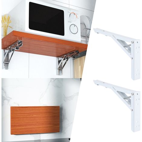 Lot de 2 supports triangulaires pliables pour étagère murale ou table, en métal robuste. (1/5)