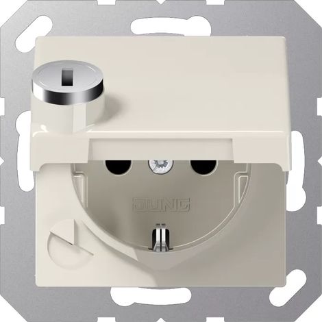 Jung SCHUKO®-Steckdose, 16 A 250 V , SAFETY+, Klappdeckel, mit Sicherheitsschloss, Thermoplast, Serie AS, weiß AS 1520 BFKLSL