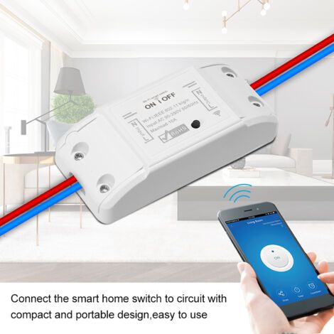 Interrupteur Wi-Fi intelligent compatible avec la télécommande sans fil Amazon Alexa 10A/2200W pour Android/iOS. (1/5)