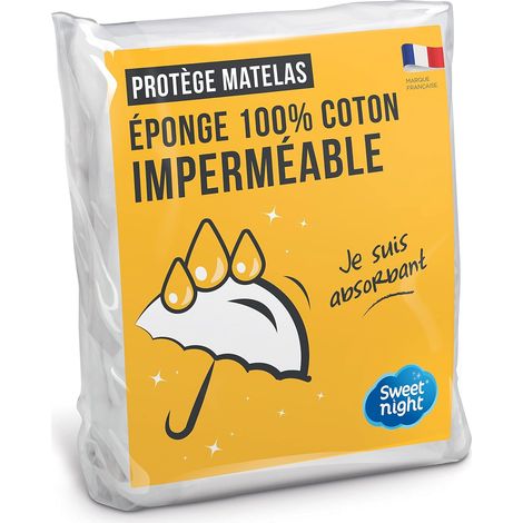 Protège matelas 180x200 cm, Alèse Imperméable et Absorbante, Bouclette en Coton, Respirant et Silencieux, Compatible Grands Bonnets, Blanc 0210241 (1/5)