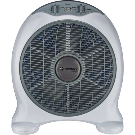 Ventilatore da pavimento Raydan Home da 12" (29 cm) 50W a 3 velocità, nuovo, nella sua confezione originale, bianco/grigio.