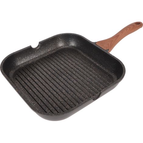 Poêle à frire carrée en aluminium pour induction, plaque de cuisson grill, antiadhésive, cuisson steak à la maison (1/5)