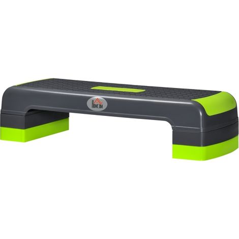 Aerobic-Stepper, höhenverstellbar in 3 Stufen, bis 150 kg, 78 x 28 x 20 cm, Grau/Grün (1/5)