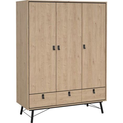 Armoire de chambre - RY - Chene Jackson Hickory - 3 portes - 3 tiroirs - 150,2 x 60,1 x 200,4 cm (1/3)