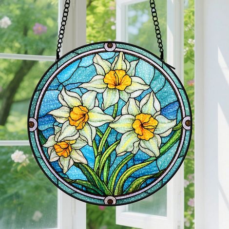 20cm Suspension en Vitrail Coloré, Attrape-Soleil Élégant pour Porte Fenêtre, Cadeau Anniversaire, Noël pour Femme, Maman, Nana (1/5)
